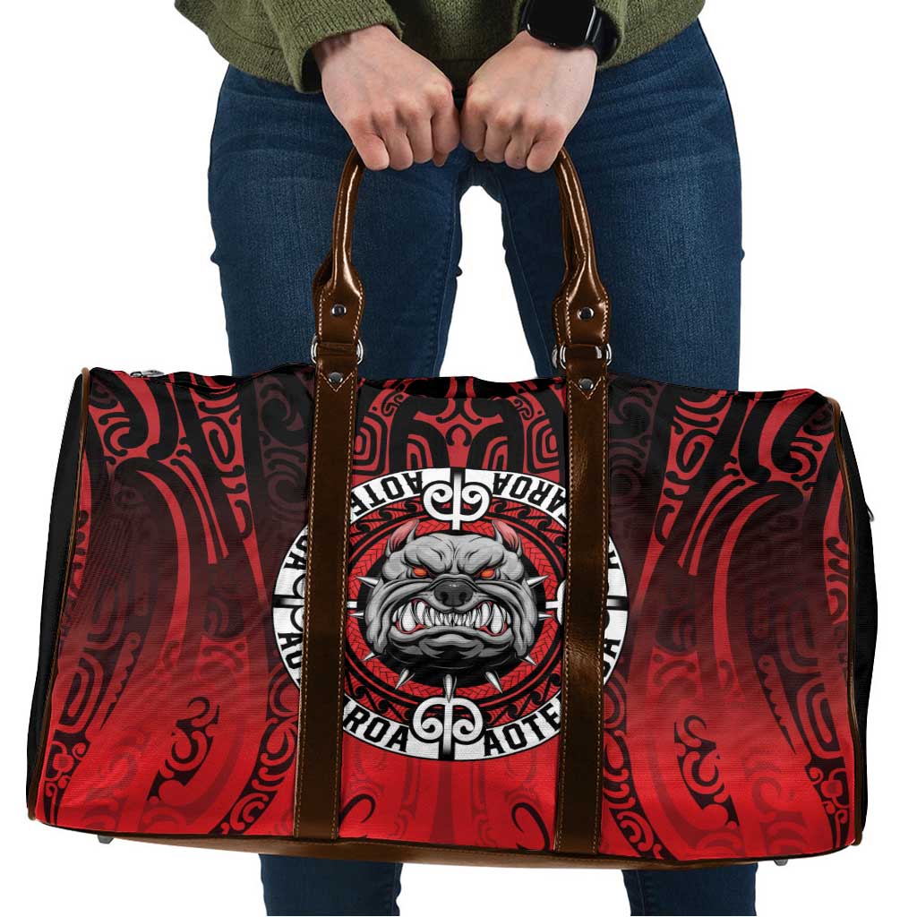Aotearoa Bulldog Travel Bag New Zealand Kowhaiwhai Tribal LT9 Red - Polynesian Pride