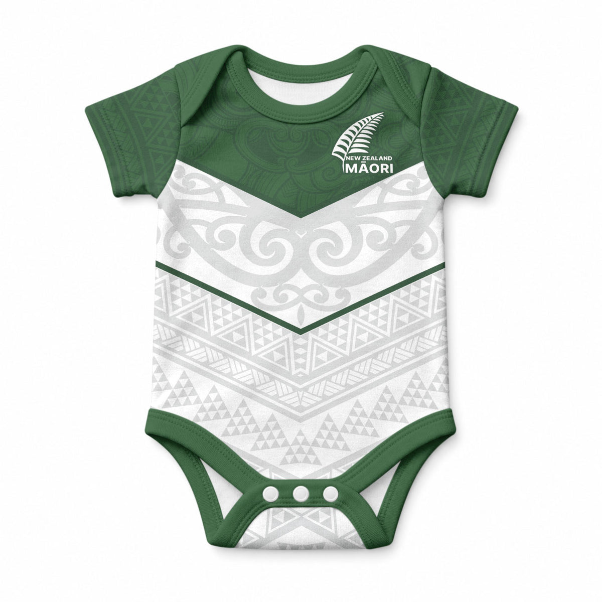 Custom New Zealand Maori Niho Taniwha Baby Onesie LT9 Green - Polynesian Pride