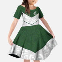 Custom New Zealand Maori Niho Taniwha Kid Short Sleeve Dress