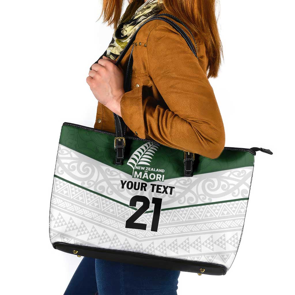 Custom New Zealand Maori Niho Taniwha Leather Tote Bag