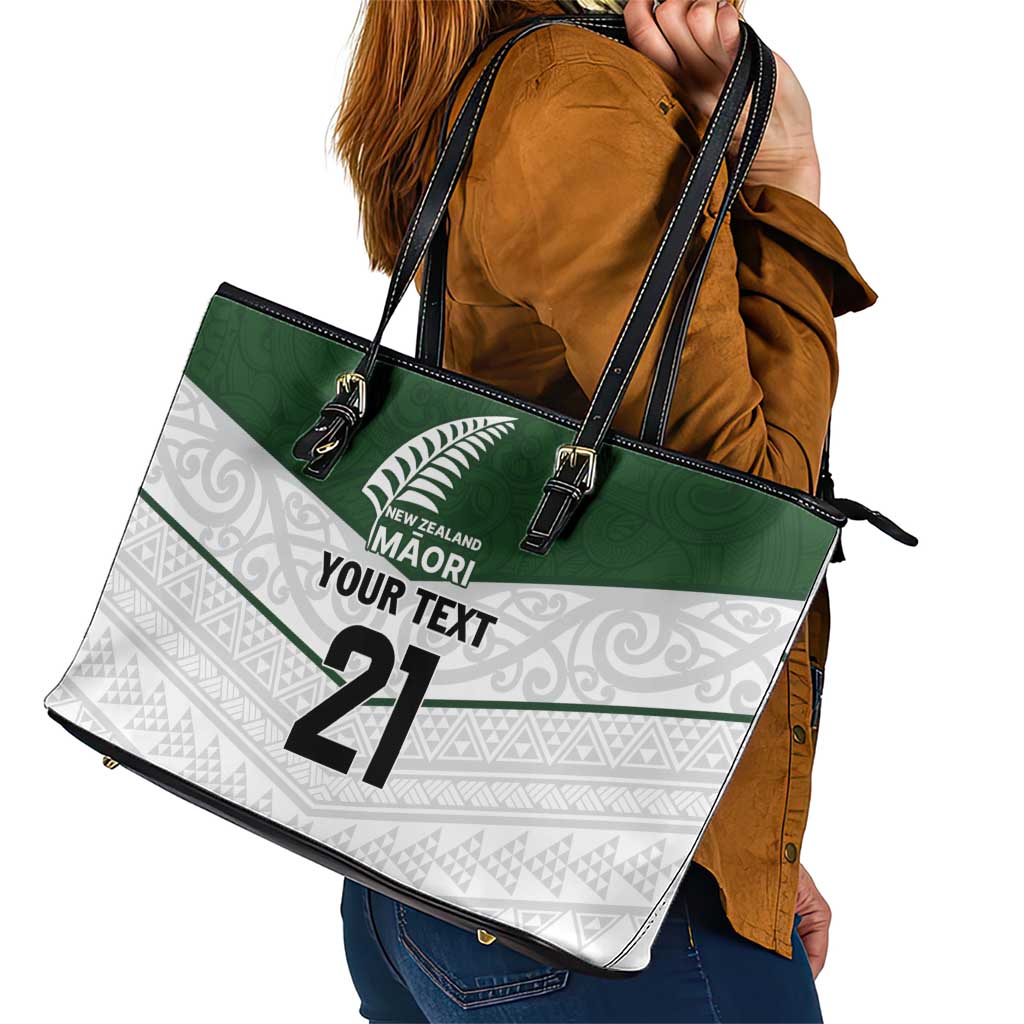 Custom New Zealand Maori Niho Taniwha Leather Tote Bag