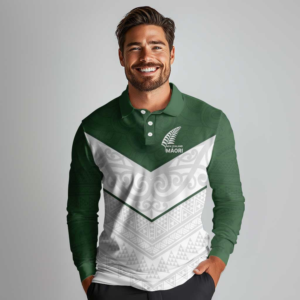 Custom New Zealand Maori Niho Taniwha Long Sleeve Polo Shirt