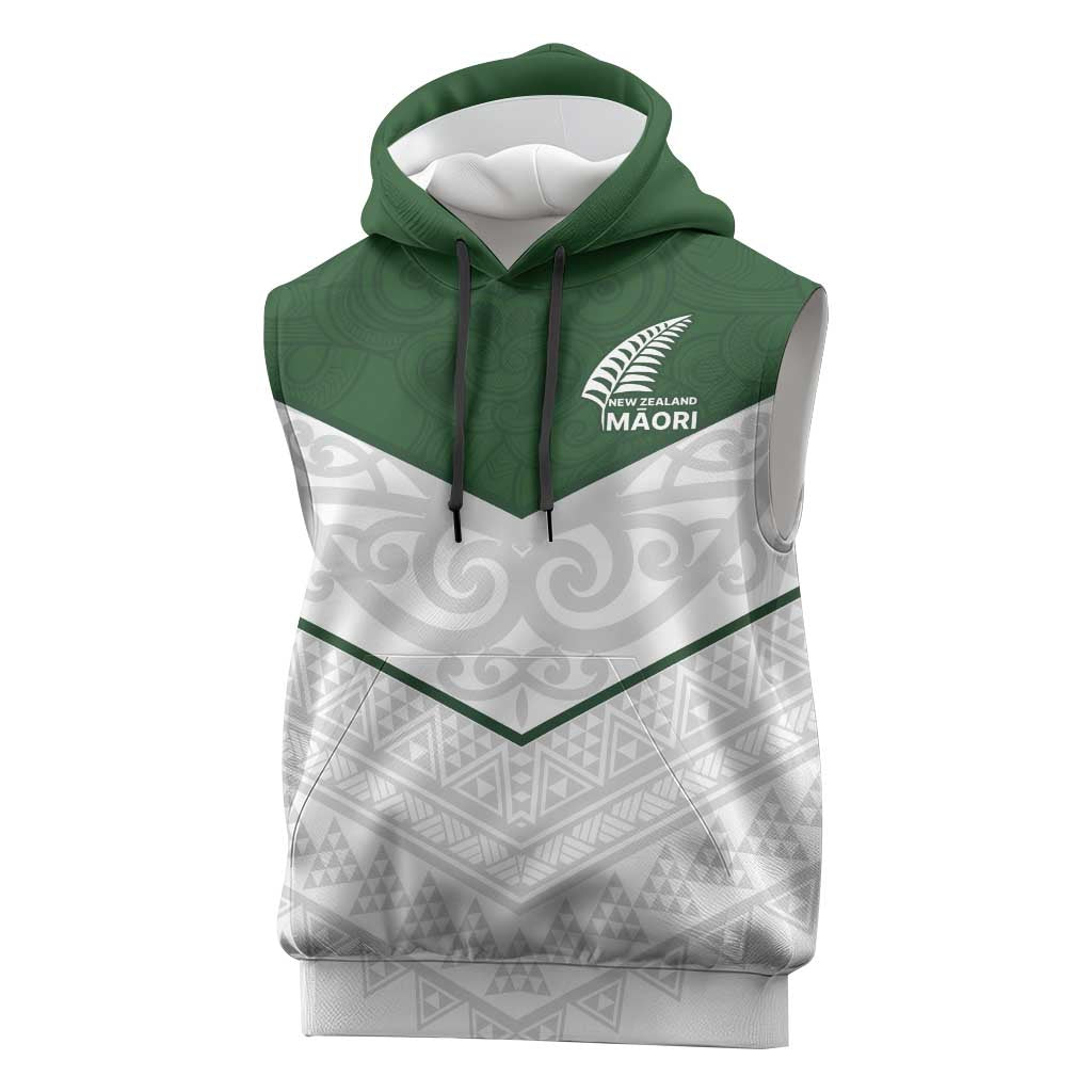 Custom New Zealand Maori Niho Taniwha Sleeveless Hoodie LT9 Green - Polynesian Pride