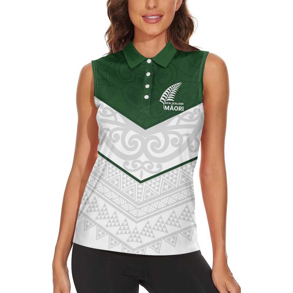 Custom New Zealand Maori Niho Taniwha Women Sleeveless Polo Shirt