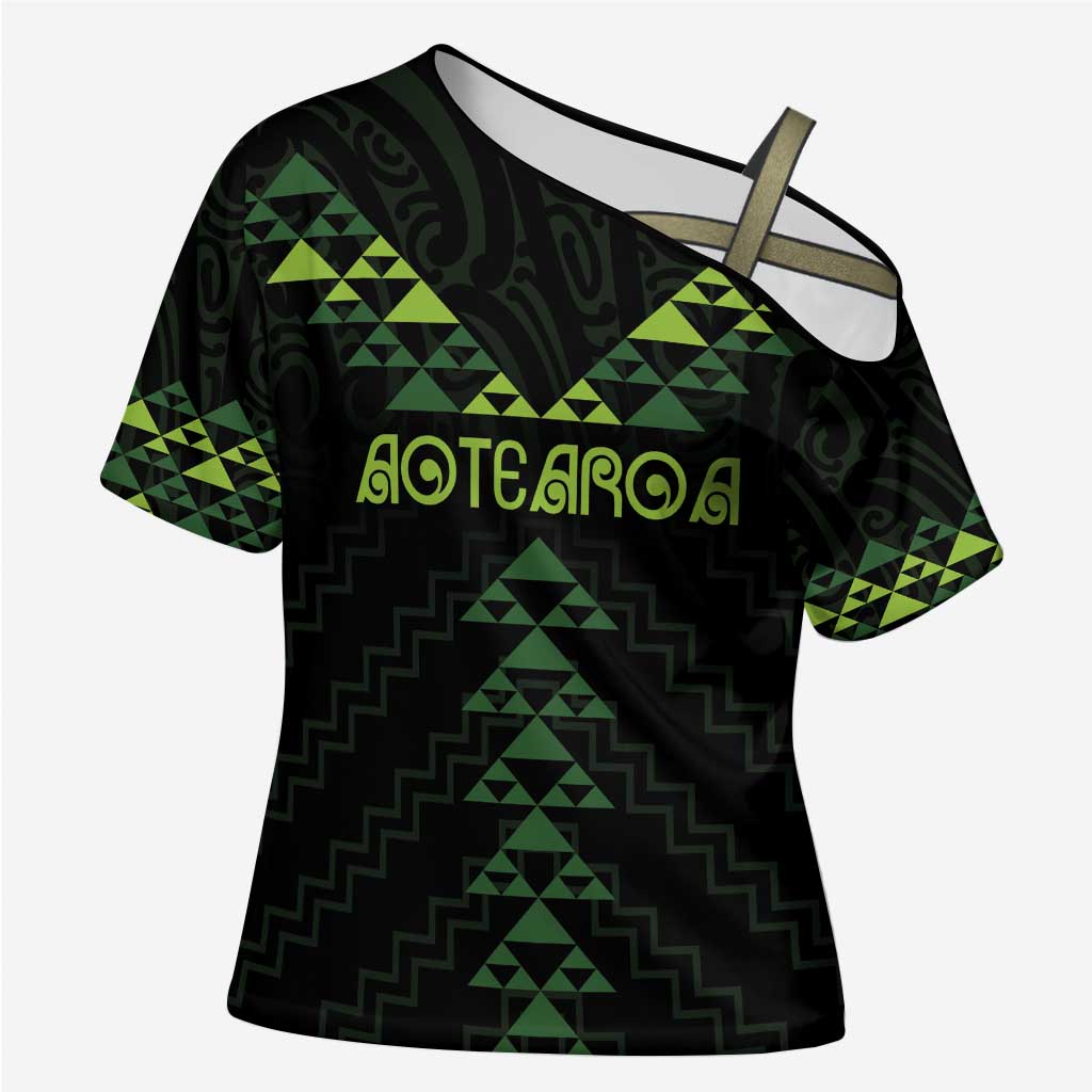 Custom New Zealand Maori Koru Koiri Motif Cross Shoulder Shirt - Polynesian Pride