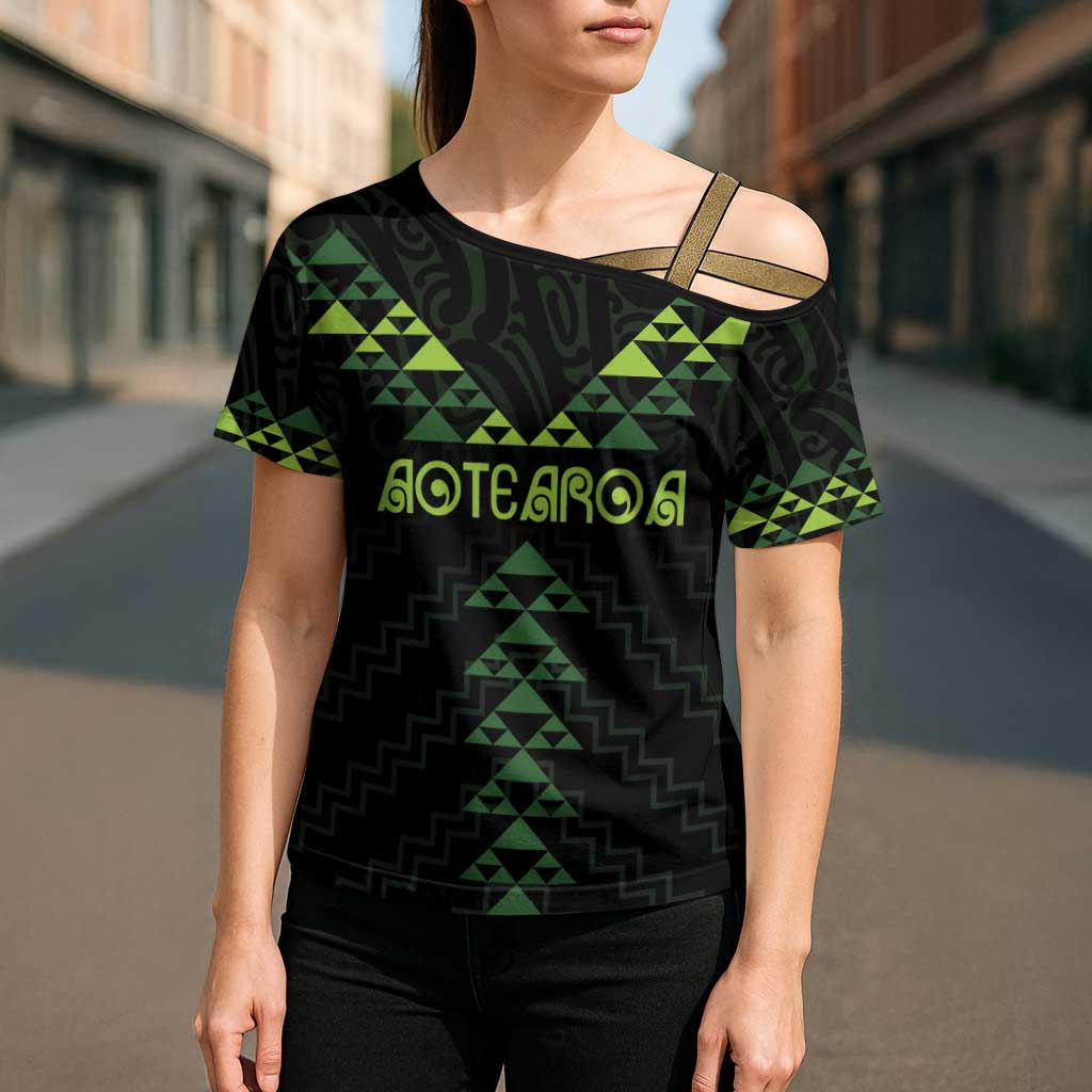 Custom New Zealand Maori Koru Koiri Motif Cross Shoulder Shirt - Polynesian Pride