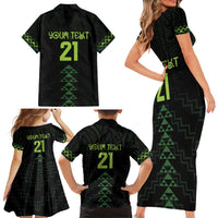 Custom New Zealand Maori Koru Koiri Motif Family Matching Short Sleeve Bodycon Dress and Hawaiian Shirt
