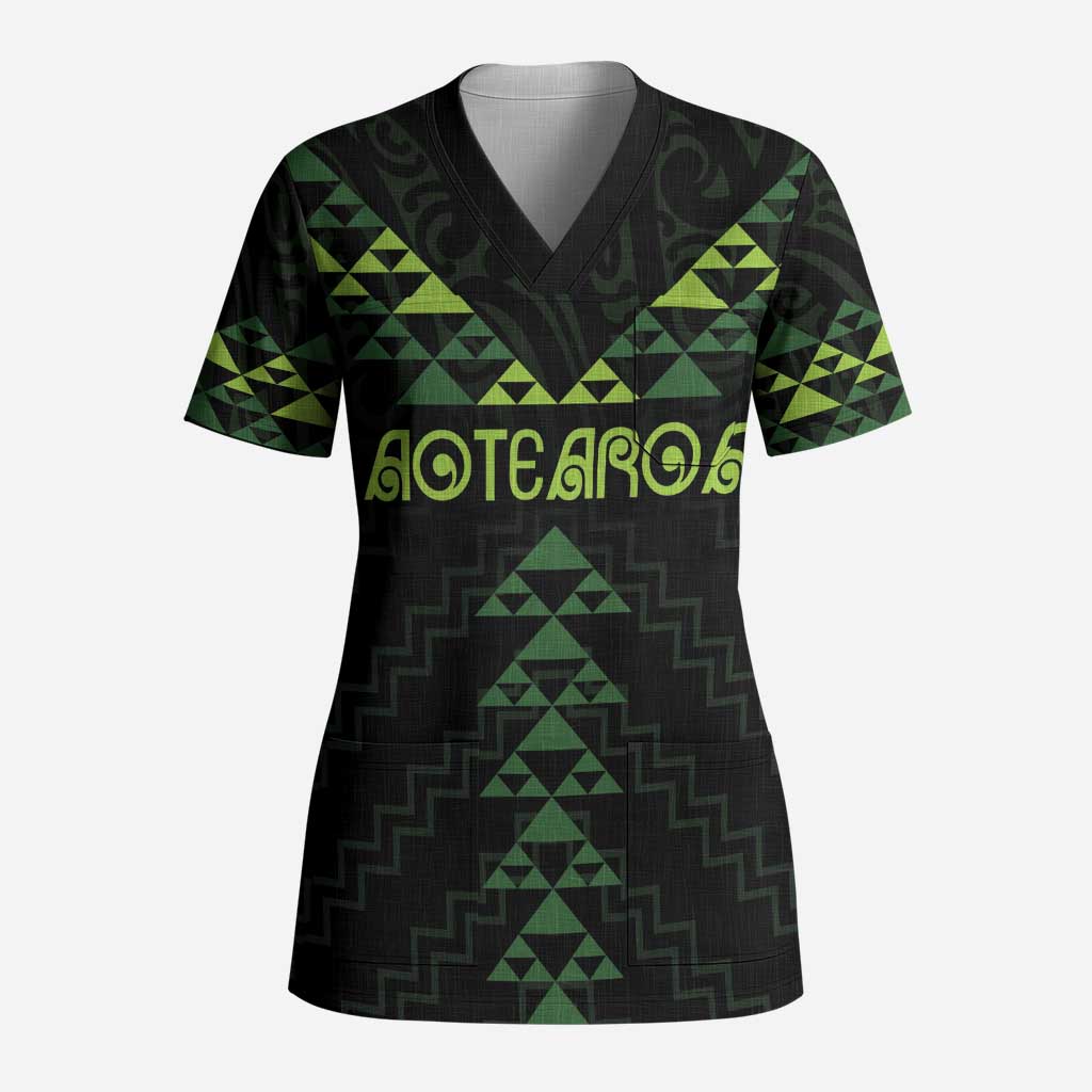 Custom New Zealand Maori Koru Koiri Motif Scrub Top - Polynesian Pride