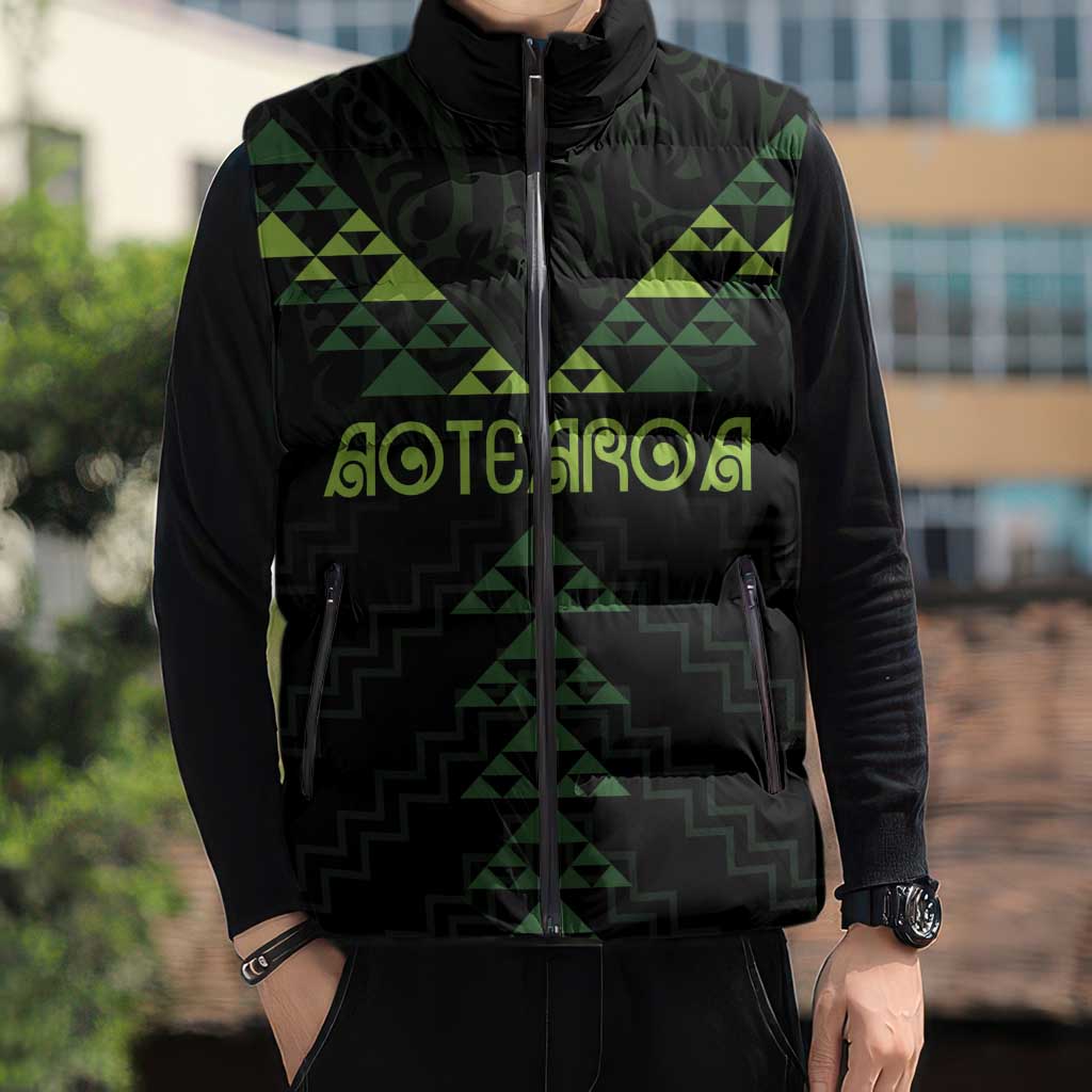 Custom New Zealand Maori Koru Koiri Motif Sleeveless Puffer Jacket - Polynesian Pride