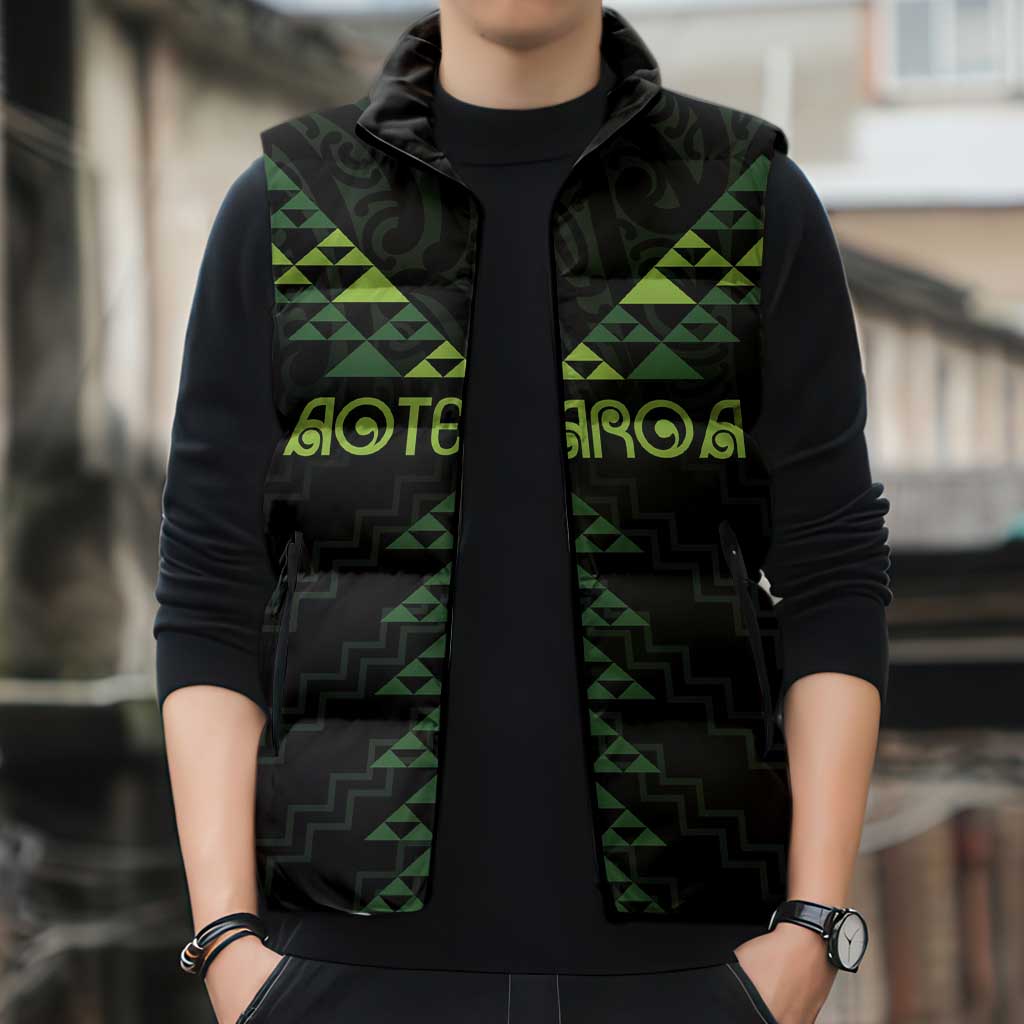 Custom New Zealand Maori Koru Koiri Motif Sleeveless Puffer Jacket - Polynesian Pride