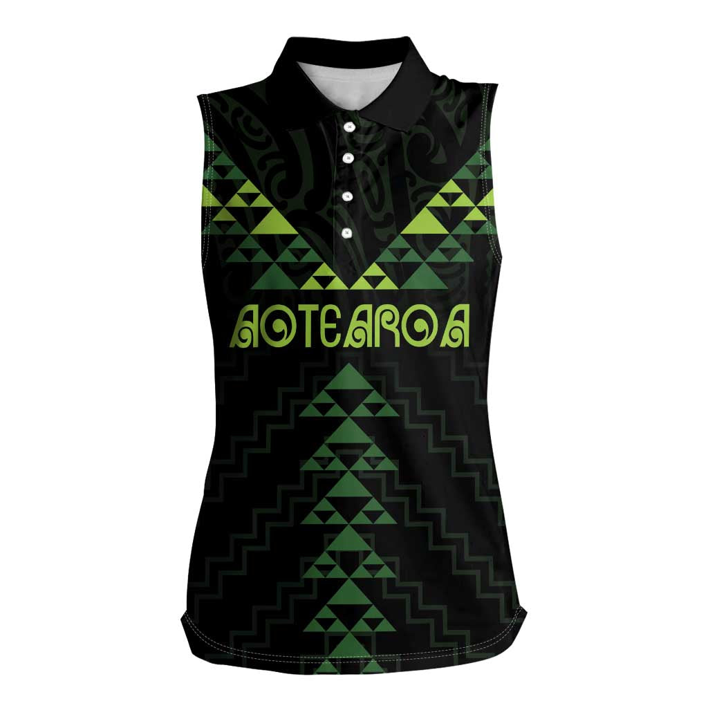 Custom New Zealand Maori Koru Koiri Motif Women Sleeveless Polo Shirt