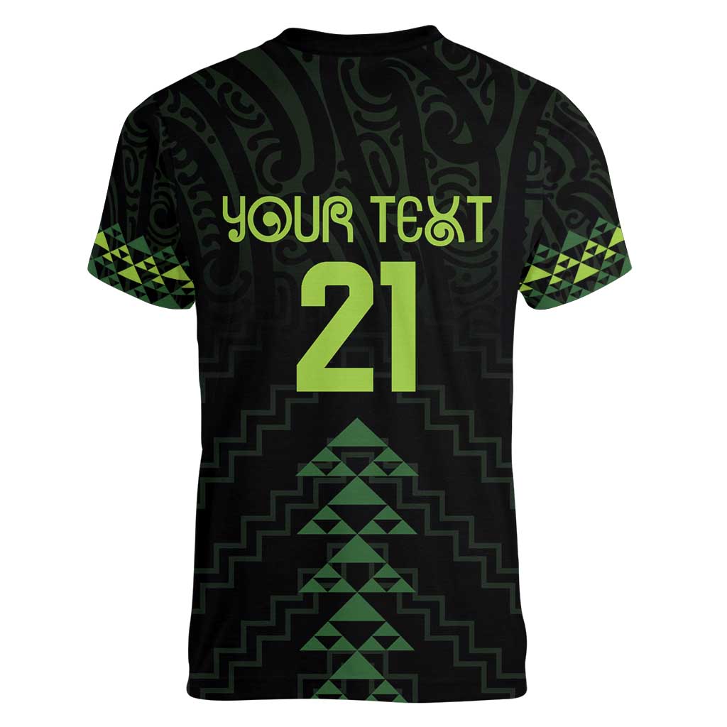 Custom New Zealand Maori Koru Koiri Motif Women V-Neck T-Shirt