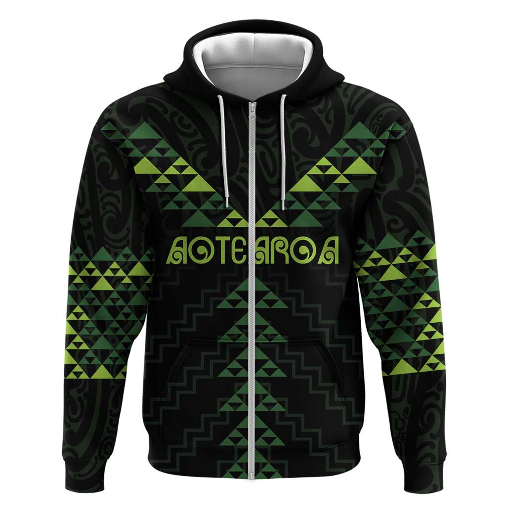 Custom New Zealand Maori Koru Koiri Motif Zip Hoodie