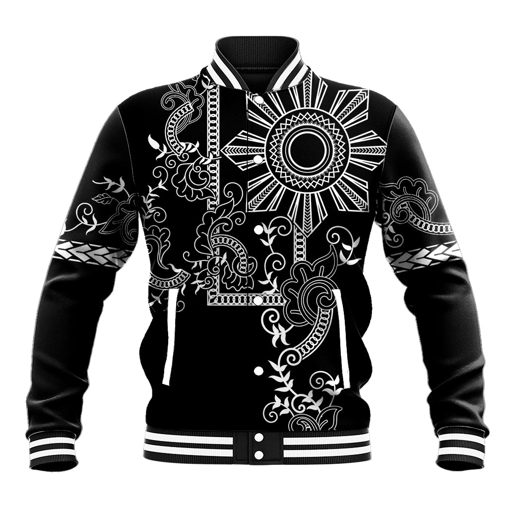 Filipino Sun Tribal Tattoo Baseball Jacket Philippines Inspired Barong Simple Black