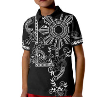 Filipino Sun Tribal Tattoo Kid Polo Shirt Philippines Inspired Barong Simple Black