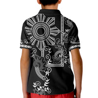 Filipino Sun Tribal Tattoo Kid Polo Shirt Philippines Inspired Barong Simple Black