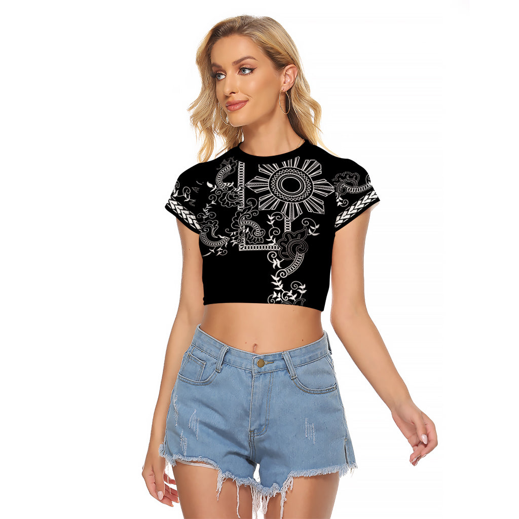 Filipino Sun Tribal Tattoo Raglan Cropped T Shirt Philippines Inspired Barong Simple Black