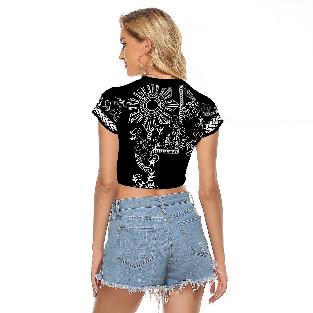 Filipino Sun Tribal Tattoo Raglan Cropped T Shirt Philippines Inspired Barong Simple Black