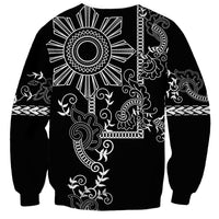 Filipino Sun Tribal Tattoo Sweatshirt Philippines Inspired Barong Simple Black