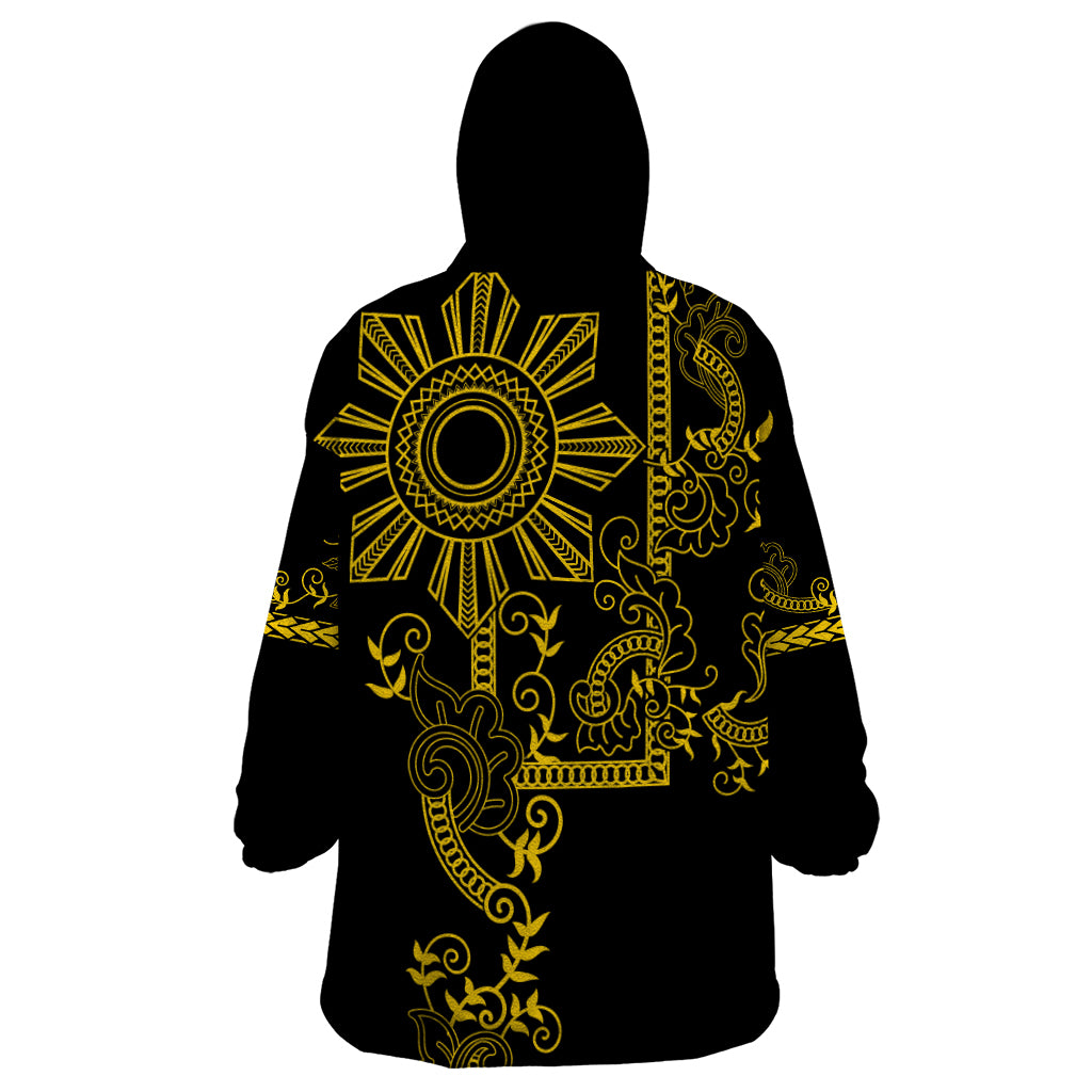 Filipino Sun Tribal Tattoo Wearable Blanket Hoodie Philippines Inspired Barong Simple Gold