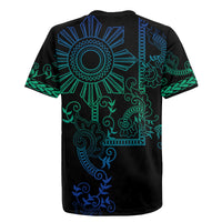 Filipino Sun Tribal Tattoo Rugby Jersey Philippines Inspired Barong Blue Art