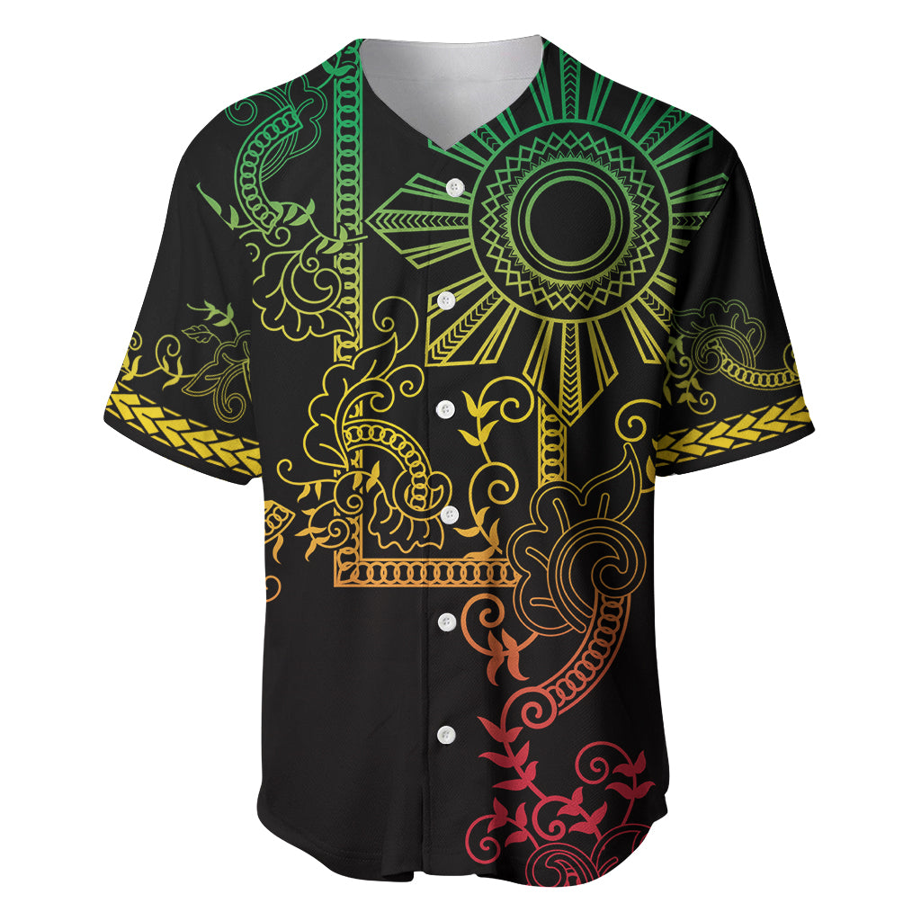 Filipino Sun Tribal Tattoo Baseball Jersey Philippines Inspired Barong Reggae Art