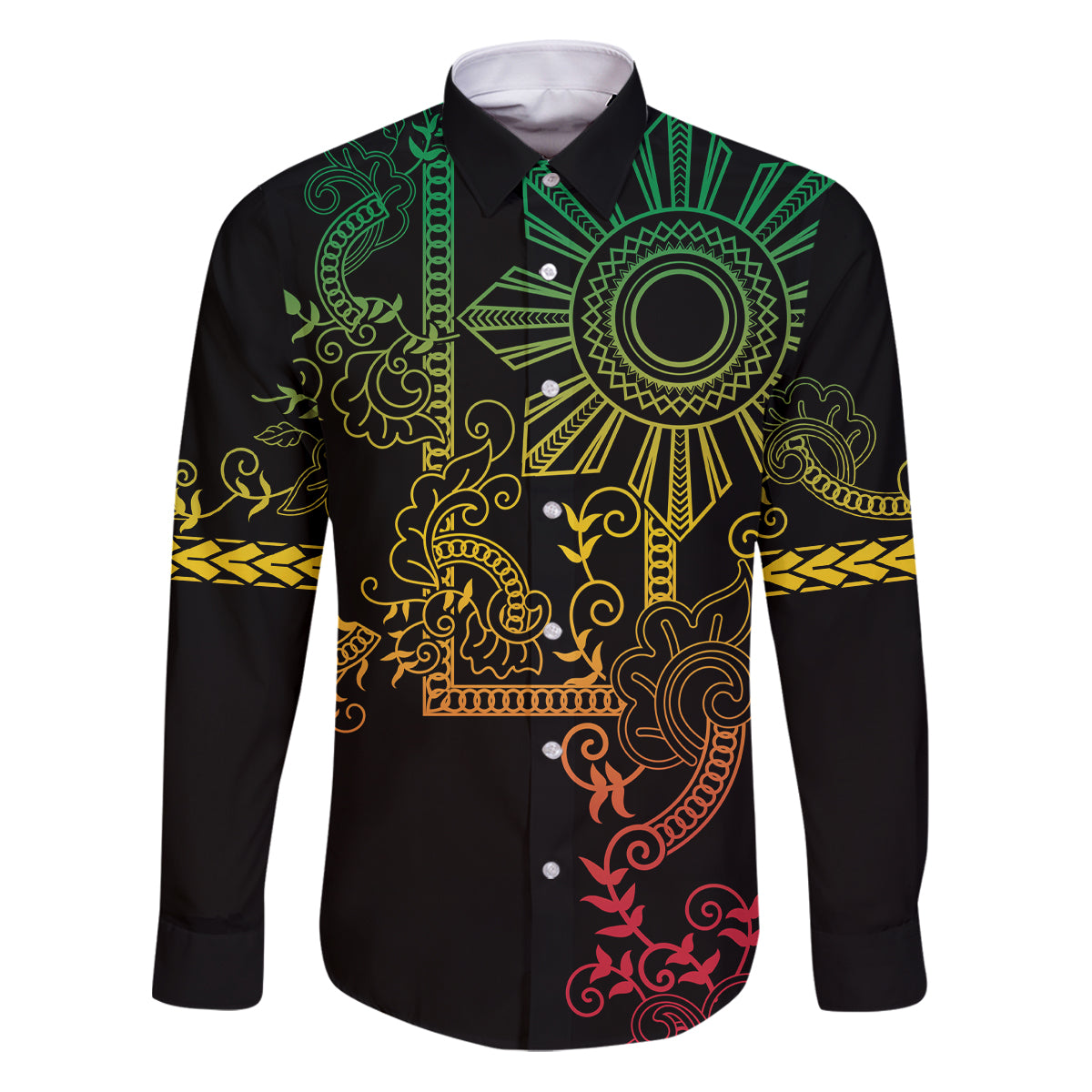 Filipino Sun Tribal Tattoo Family Matching Puletasi and Hawaiian Shirt Philippines Inspired Barong Reggae Art