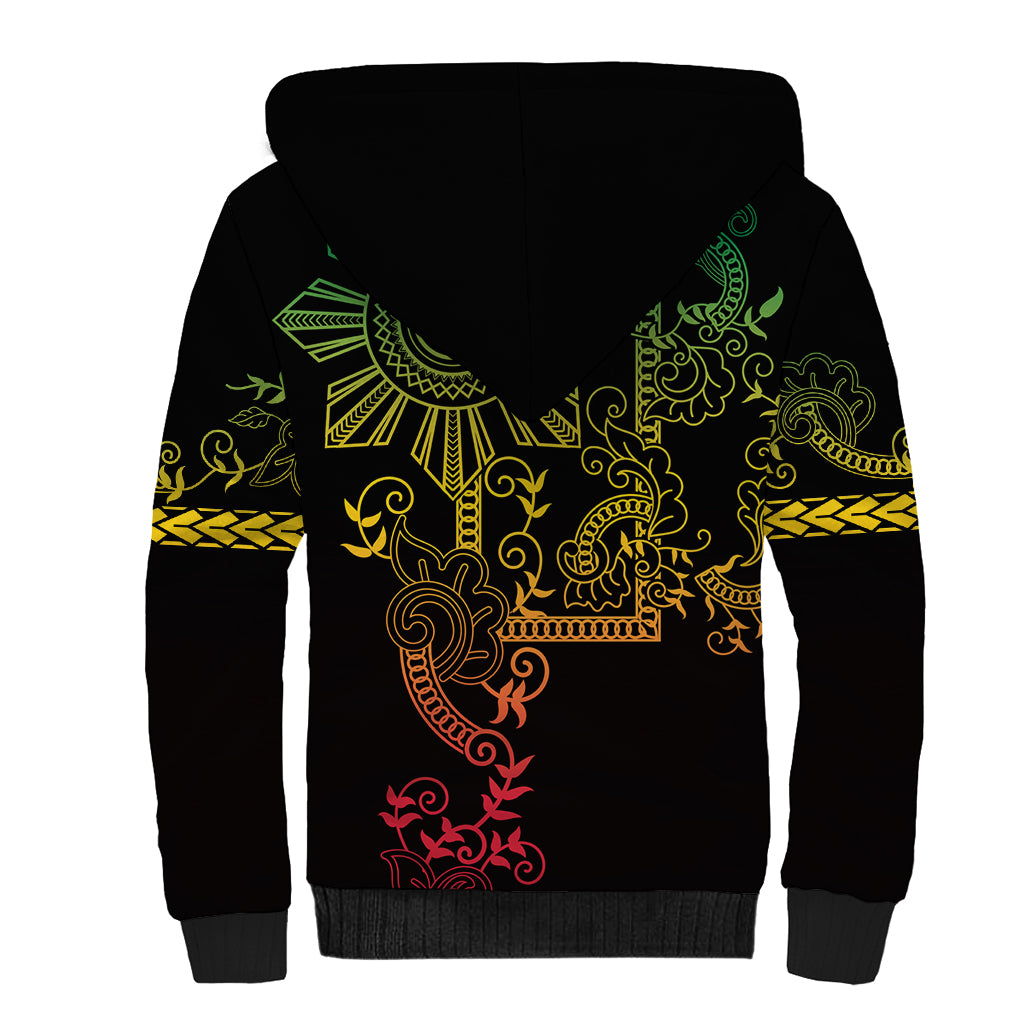 Filipino Sun Tribal Tattoo Sherpa Hoodie Philippines Inspired Barong Reggae Art