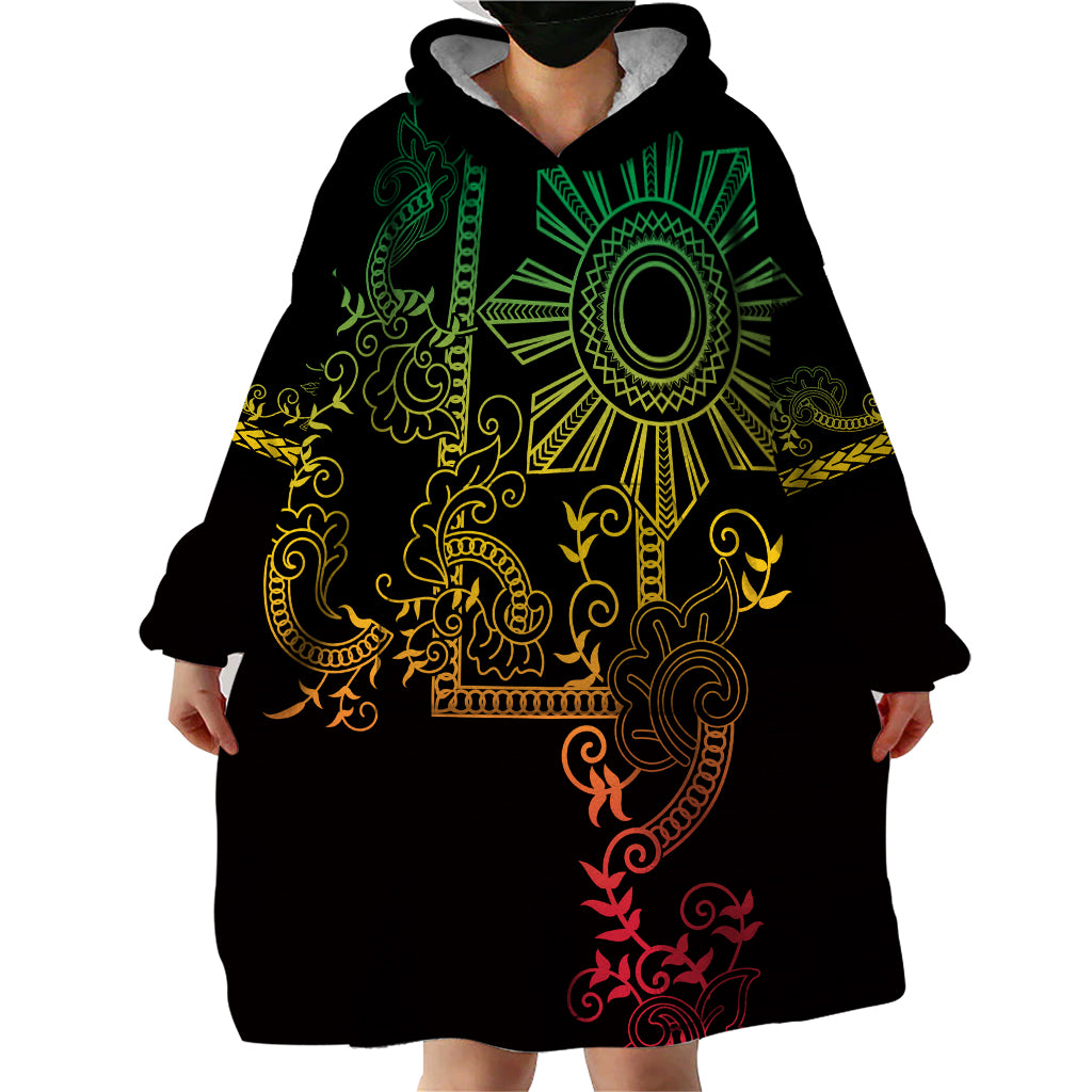 Filipino Sun Tribal Tattoo Wearable Blanket Hoodie Philippines Inspired Barong Reggae Art