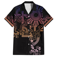 Filipino Sun Tribal Tattoo Family Matching Short Sleeve Bodycon Dress and Hawaiian Shirt Philippines Inspired Barong Pink Art