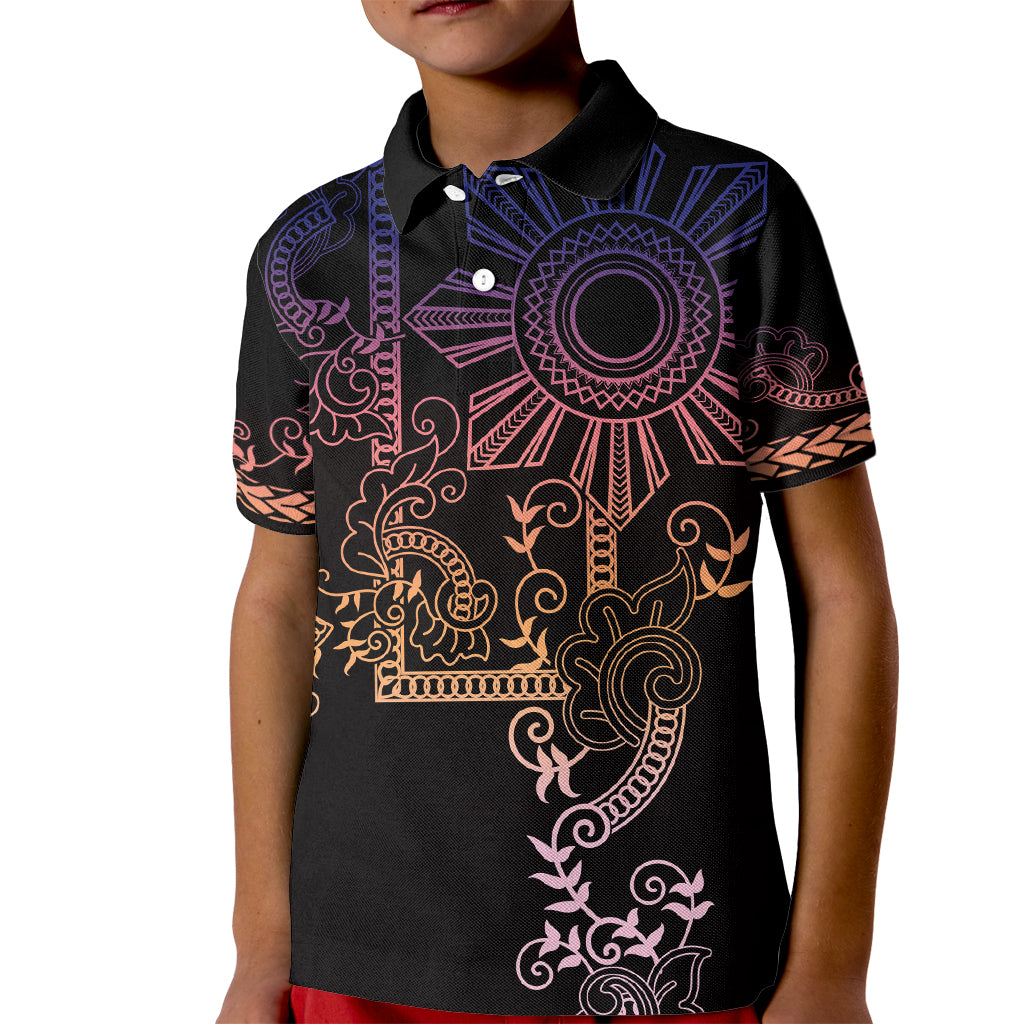 Filipino Sun Tribal Tattoo Kid Polo Shirt Philippines Inspired Barong Pink Art