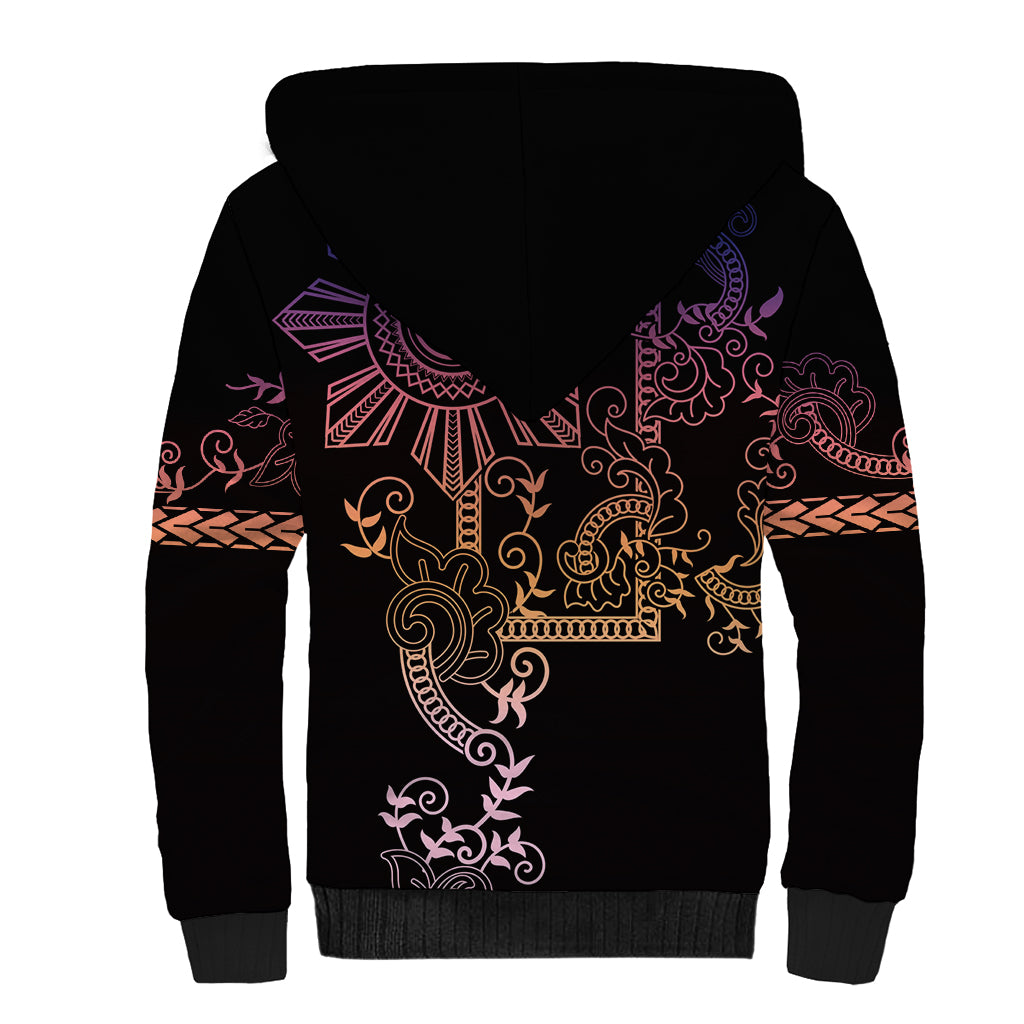 Filipino Sun Tribal Tattoo Sherpa Hoodie Philippines Inspired Barong Pink Art