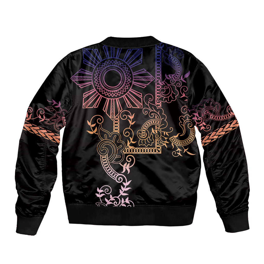 Filipino Sun Tribal Tattoo Sleeve Zip Bomber Jacket Philippines Inspired Barong Pink Art