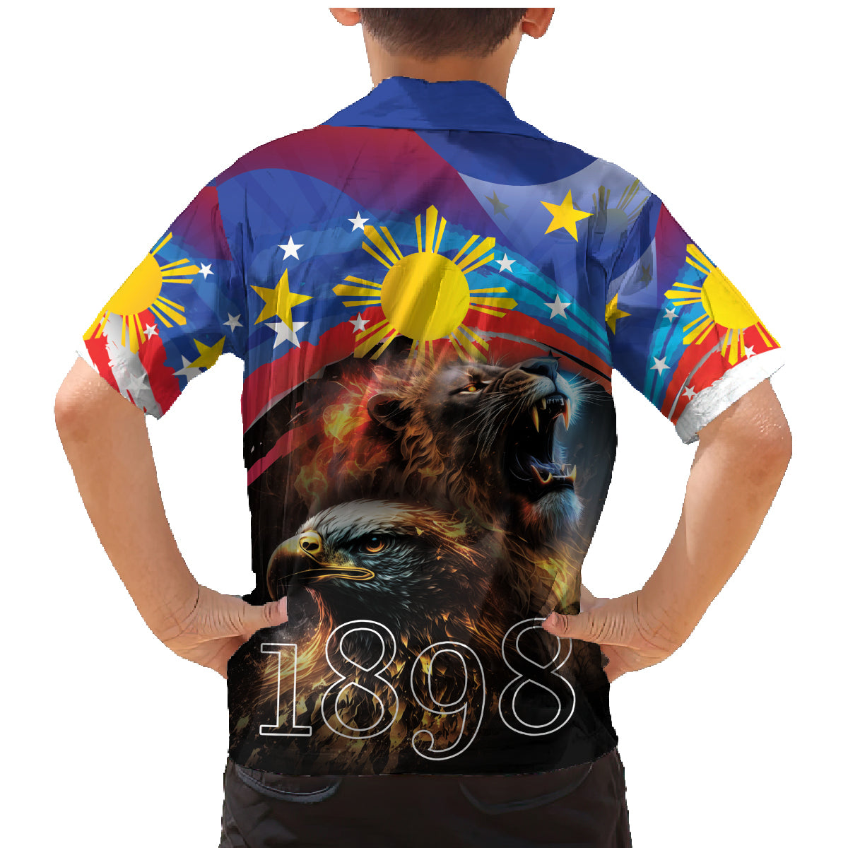 Philippines Lion and Eagle 1898 Family Matching Mermaid Dress and Hawaiian Shirt Pilipinas Maligayang Araw ng Kalayaan