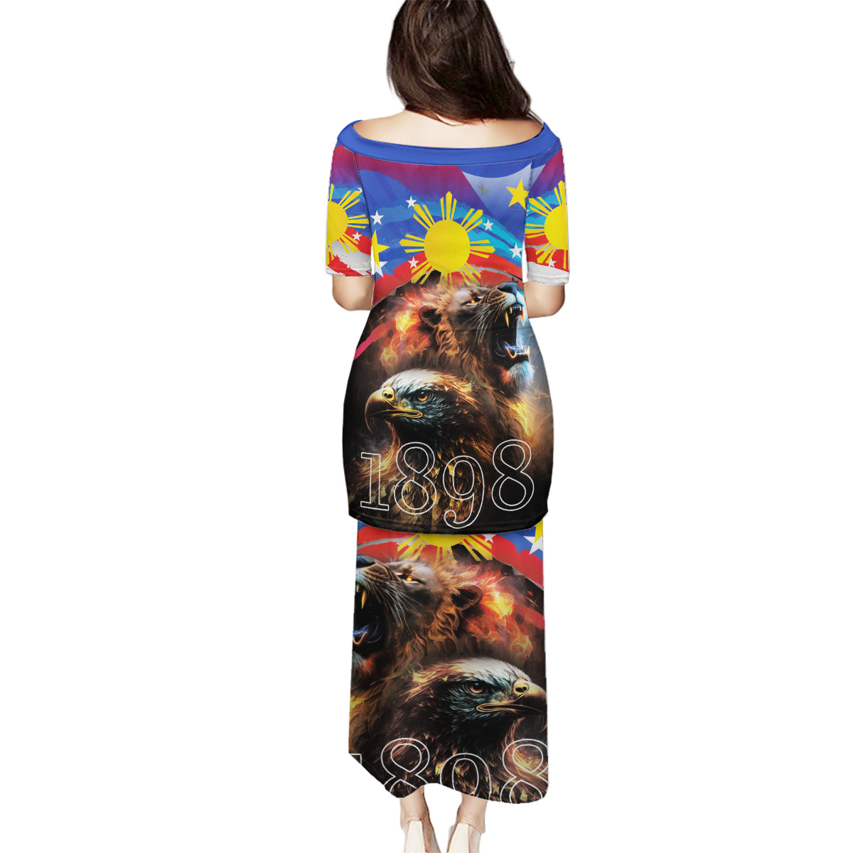 Philippines Lion and Eagle 1898 Family Matching Puletasi and Hawaiian Shirt Pilipinas Maligayang Araw ng Kalayaan