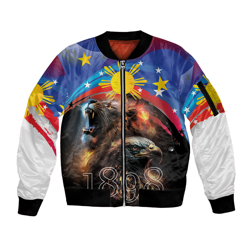Philippines Lion and Eagle 1898 Sleeve Zip Bomber Jacket Pilipinas Maligayang Araw ng Kalayaan