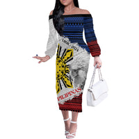 Philippines 126th Independence Day Off The Shoulder Long Sleeve Dress Pilipinas Hunyo 12 Maligayang Araw ng Kalayaan LT9 Women White - Polynesian Pride