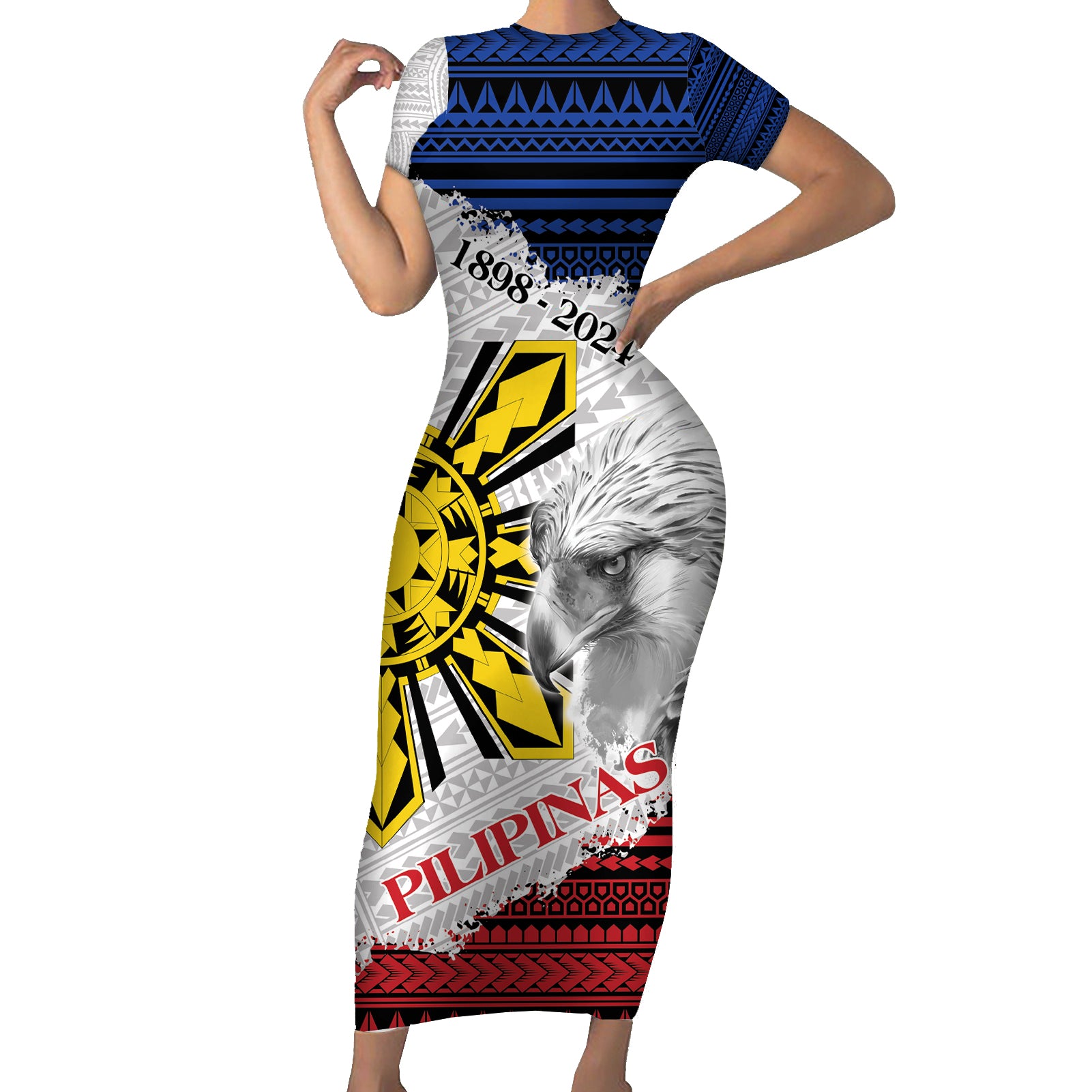 Philippines 126th Independence Day Short Sleeve Bodycon Dress Pilipinas Hunyo 12 Maligayang Araw ng Kalayaan