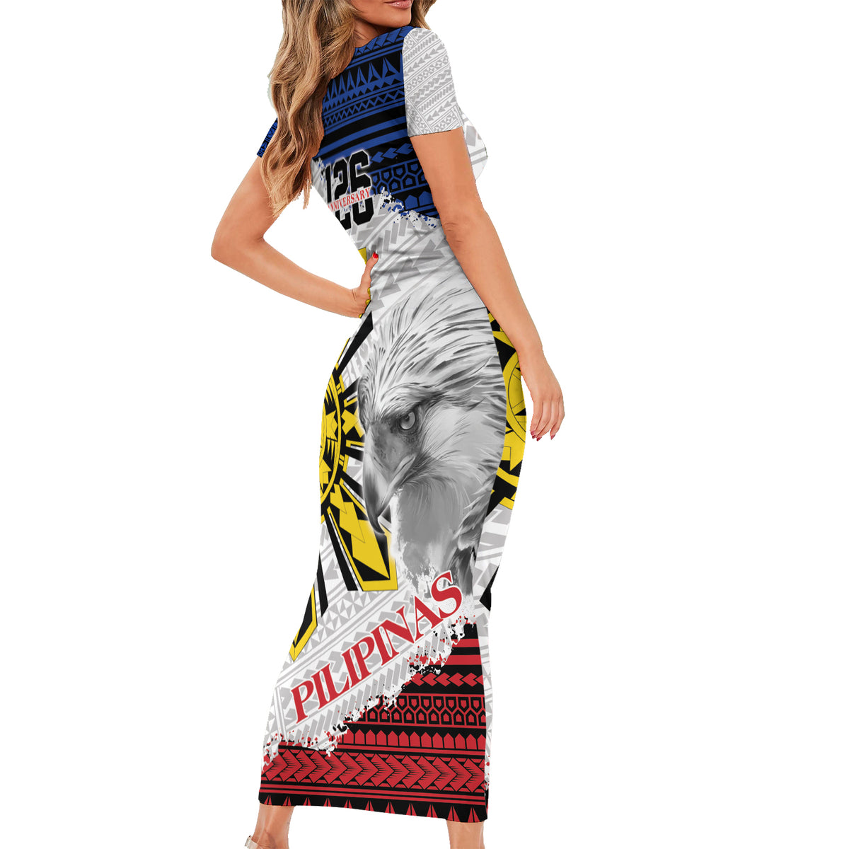Philippines 126th Independence Day Short Sleeve Bodycon Dress Pilipinas Hunyo 12 Maligayang Araw ng Kalayaan