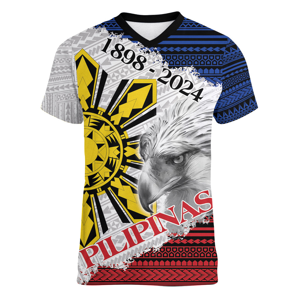 Philippines 126th Independence Day Women V-Neck T-Shirt Pilipinas Hunyo 12 Maligayang Araw ng Kalayaan