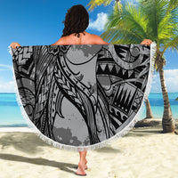 Pacific Beauty Girl Beach Blanket Black Polyneisan Tribal Vintage Motif