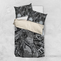 Pacific Beauty Girl Bedding Set Black Polyneisan Tribal Vintage Motif