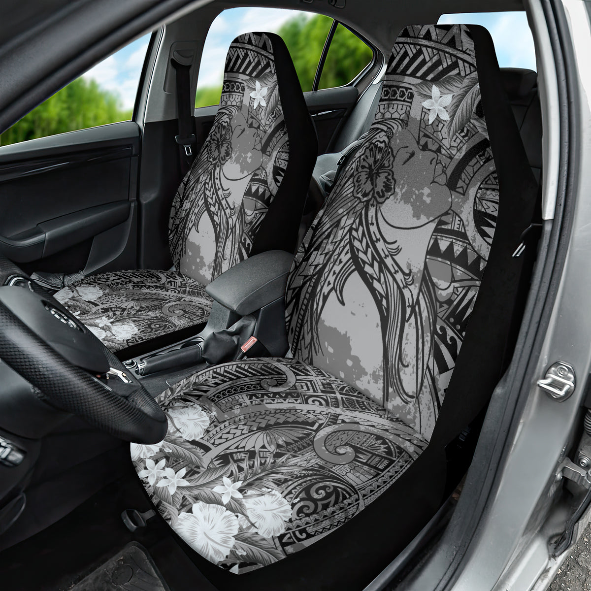 Pacific Beauty Girl Car Seat Cover Black Polyneisan Tribal Vintage Motif