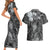 Pacific Beauty Girl Couples Matching Short Sleeve Bodycon Dress and Hawaiian Shirt Black Polyneisan Tribal Vintage Motif