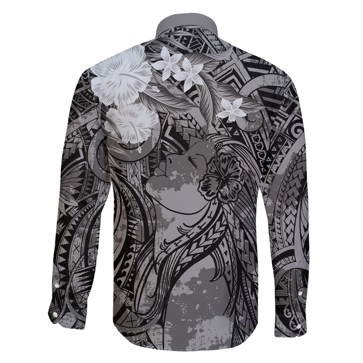 Pacific Beauty Girl Family Matching Tank Maxi Dress and Hawaiian Shirt Black Polyneisan Tribal Vintage Motif