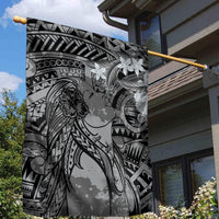 Pacific Beauty Girl Garden Flag Black Polyneisan Tribal Vintage Motif