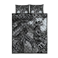 Pacific Beauty Girl Quilt Bed Set Black Polyneisan Tribal Vintage Motif