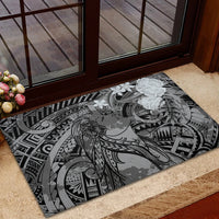 Pacific Beauty Girl Rubber Doormat Black Polyneisan Tribal Vintage Motif