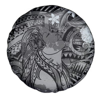 Pacific Beauty Girl Spare Tire Cover Black Polyneisan Tribal Vintage Motif