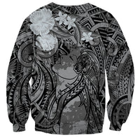 Pacific Beauty Girl Sweatshirt Black Polyneisan Tribal Vintage Motif